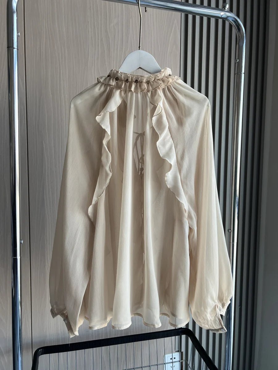 Beaded Lace Ruffle BlouseAzizaK