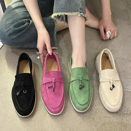 Colorful Suede Loafers – Women’s Casual Slip - On ShoesAzizaK