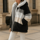 Cozy Striped Faux Fur Hoodie JacketAzizaK
