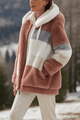 Cozy Striped Faux Fur Hoodie JacketAzizaK