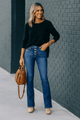 Dark blue slim fit flared jeansAzizaK