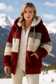 Cozy Striped Faux Fur Hoodie Jacket