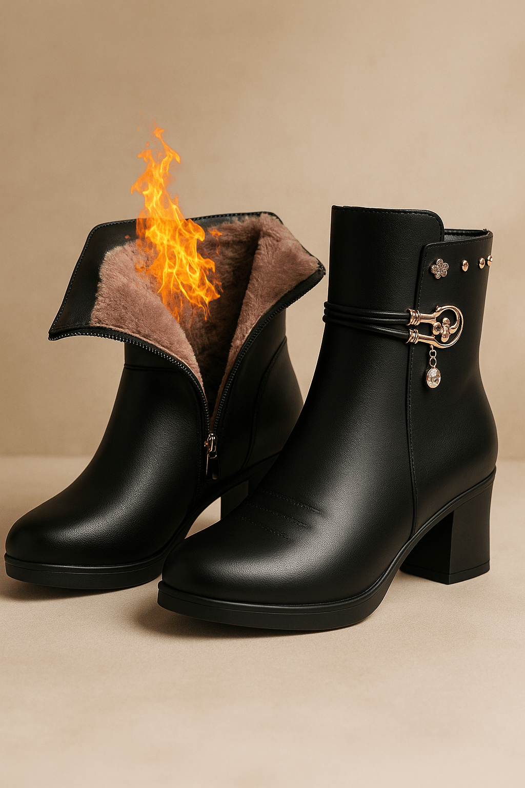 Elegant Faux Leather Ankle BootsAzizaK