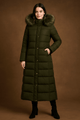 Elegant Long Puffer Coat with Faux Fur HoodAzizaK