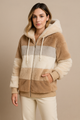 Cozy Striped Faux Fur Hoodie Jacket