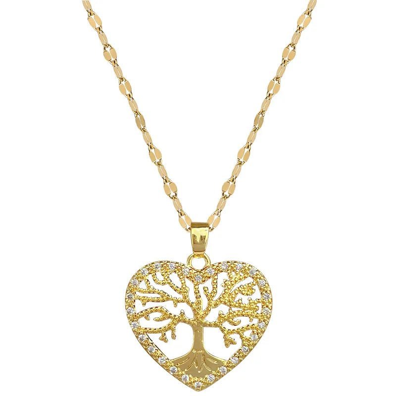 Fashion Romantic Love Life Tree Pendant Necklaces for Women Girls Stainless Steel Jewelry Accessories Gifts for LoverAzizaK