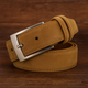 Suede Leather Belt – Genuine Cowhide with Classic Silver Buckle