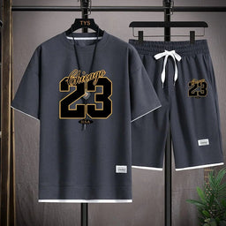 🏖️ High - Quality Korean Style Men's Summer Set – Printed T-Shirt & Beach ShortsAzizaK