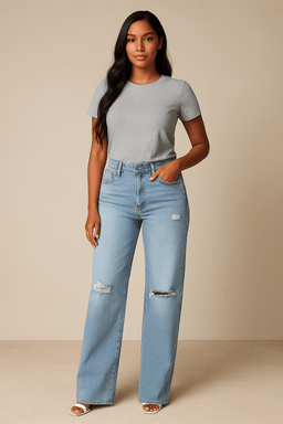 Jeans Wide Leg Pants Wash HolesAzizaK