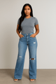 Jeans Wide Leg Pants Wash HolesAzizaK