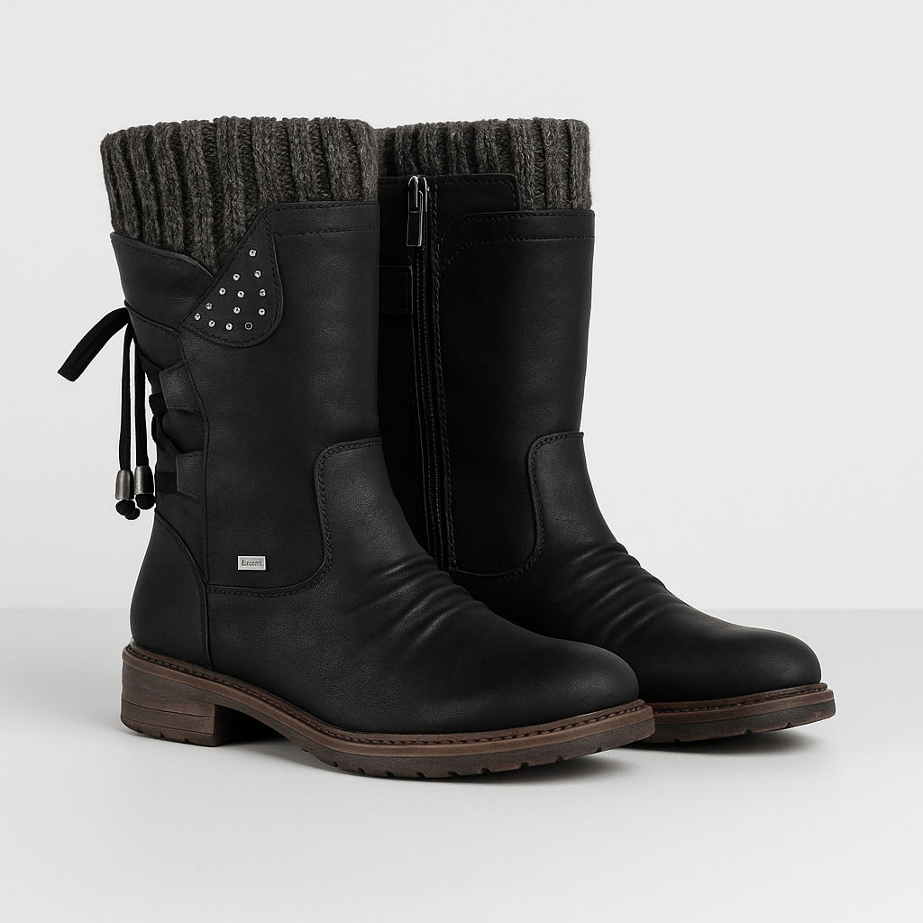 Lace - up side zip snow bootsAzizaK