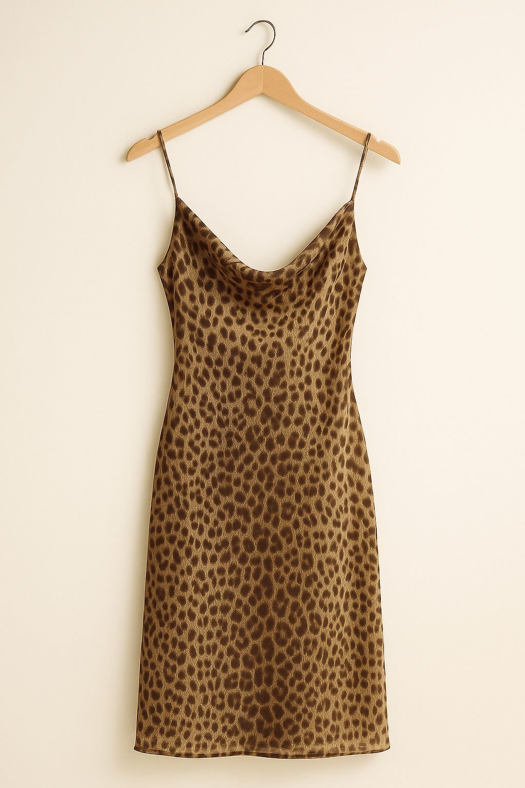 Leopard Print Cowl Neck Slip DressAzizaK