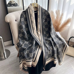 Luxury Brand Printed Winter Scarf Double Sided Cashmere Thick WarmAzizaK