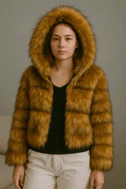 Luxury Faux Fur Coat with Soft Camel LiningAzizaK
