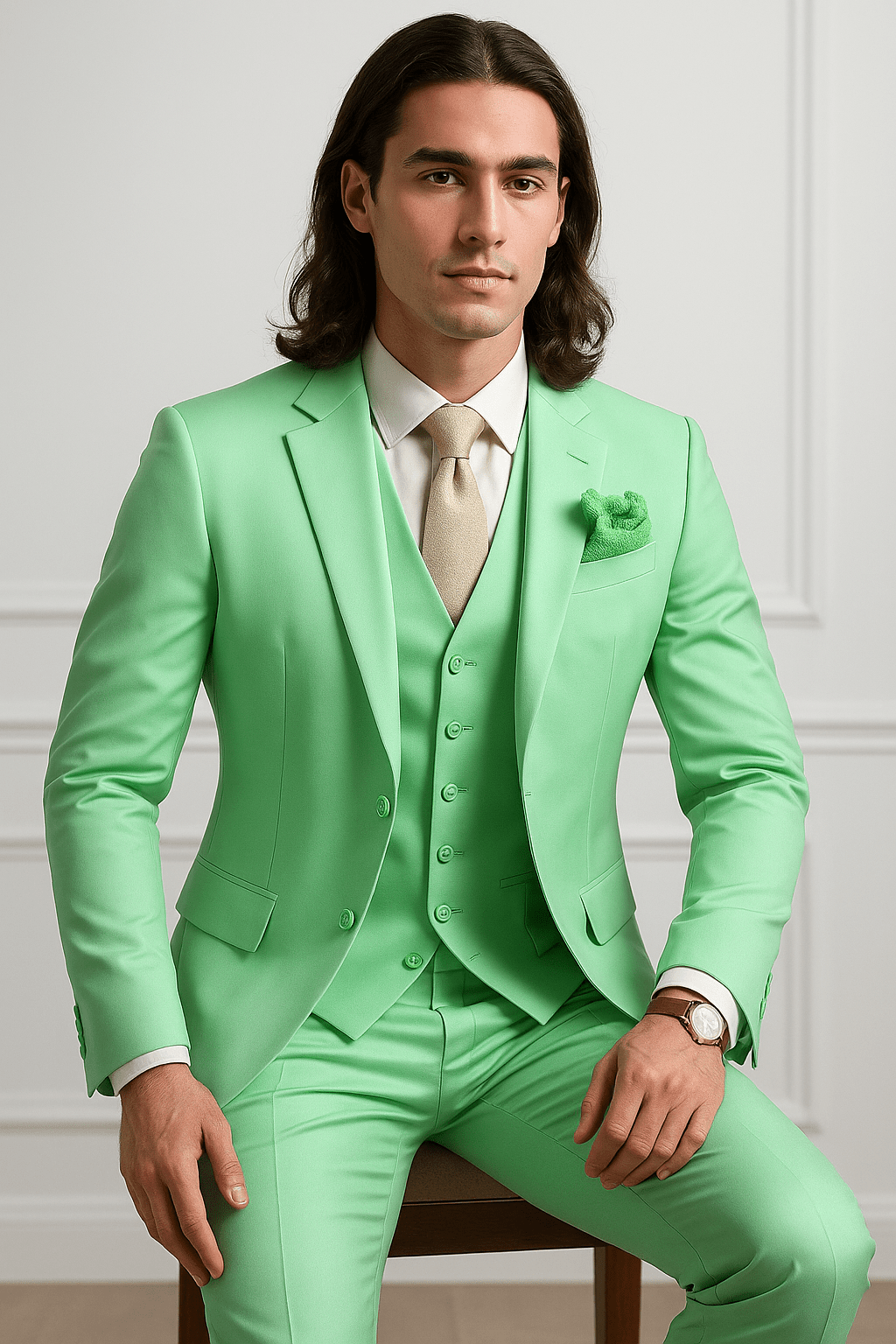 Men's 3 - Piece Slim Fit Suit – Blazer, Vest & Pants | Elegant Formal WearAzizaK