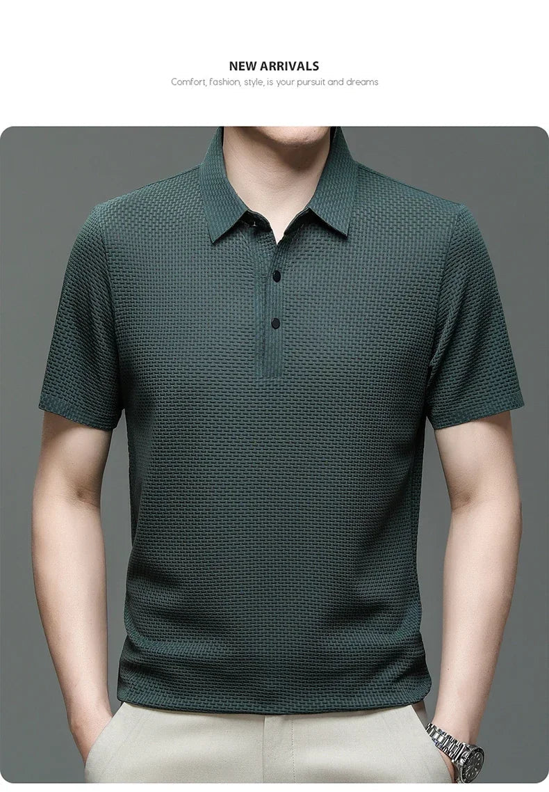 ❄️ Men’s Ice Silk Polo Shirt – Fashionable & Breathable Short Sleeve Summer TopAzizaK