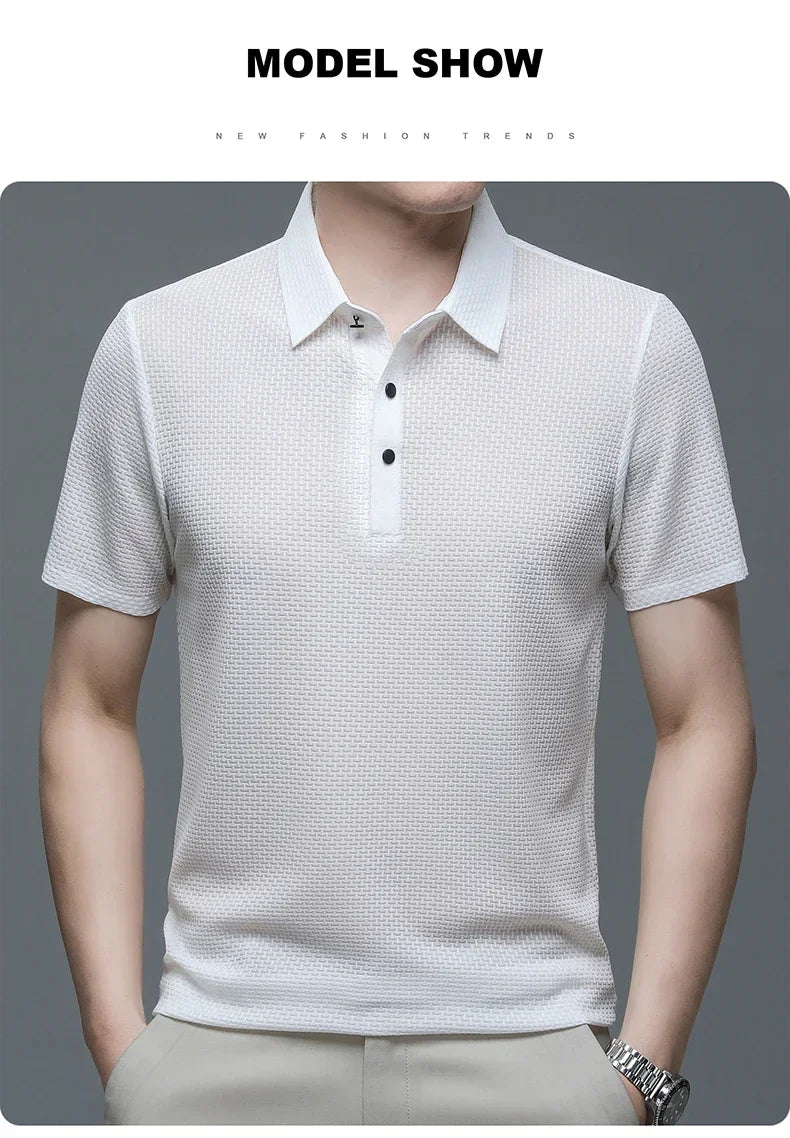 ❄️ Men’s Ice Silk Polo Shirt – Fashionable & Breathable Short Sleeve Summer TopAzizaK