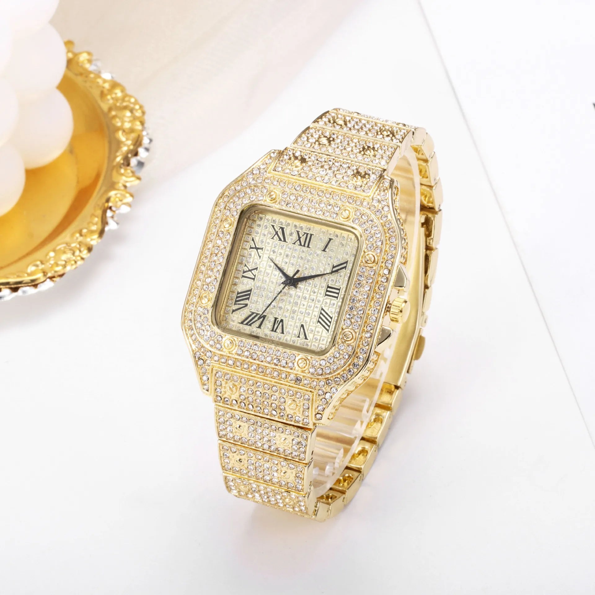 Montre UTHAI L77 Mode Luxe Or Carré DiamantAzizaK