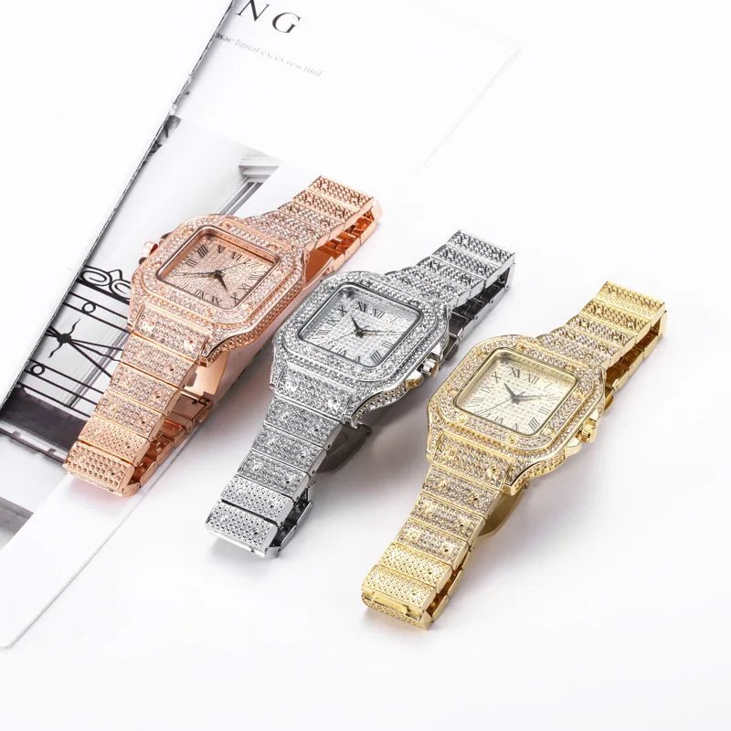 Montre UTHAI L77 Mode Luxe Or Carré DiamantAzizaK