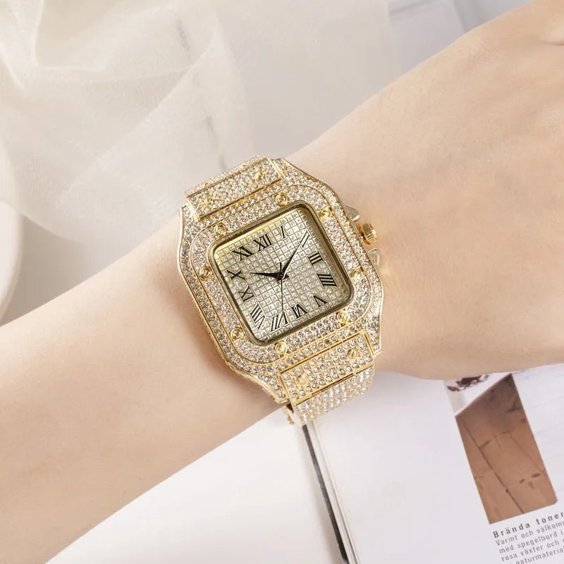 Montre UTHAI L77 Mode Luxe Or Carré DiamantAzizaK