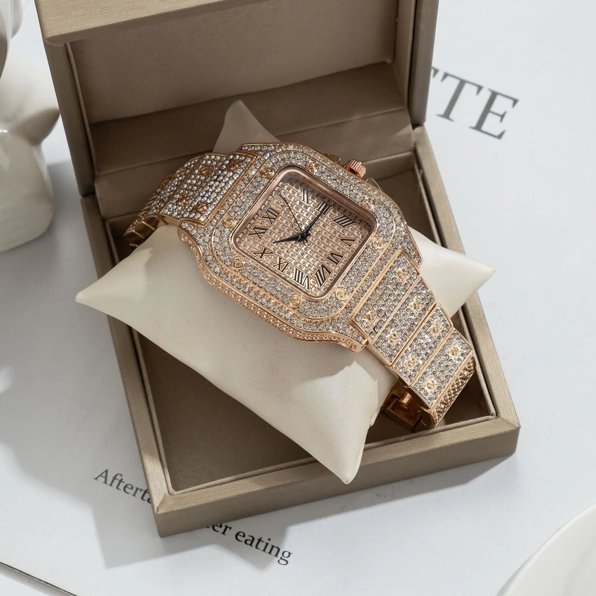 Montre UTHAI L77 Mode Luxe Or Carré DiamantAzizaK
