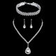 Necklace Earrings Bracelet Silver ColorAzizaK
