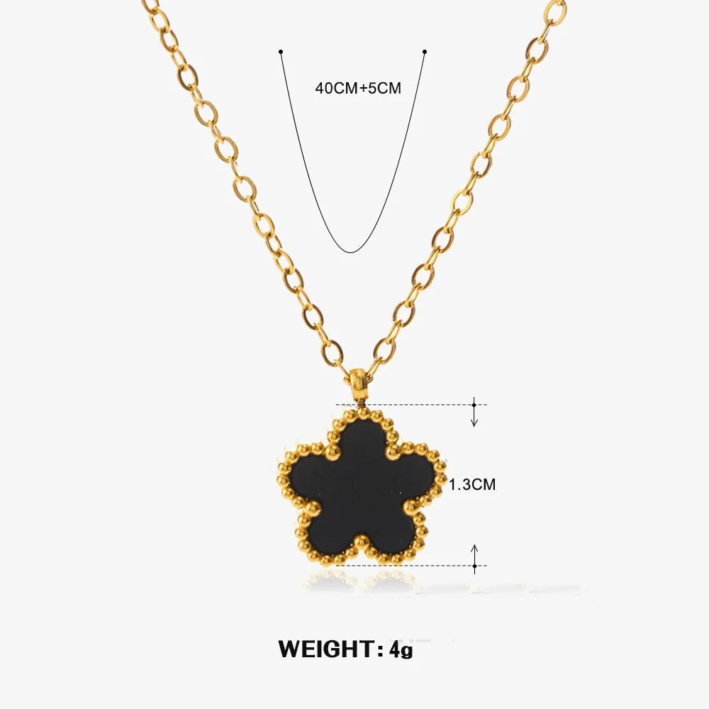 New Hot Selling Multicolour Lucky Five Leaf Flower Pendant Necklace Bracelet Set for Women Gift Trendy Jewelry Paty Jewelry SetsAzizaK