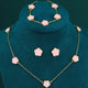 New Hot Selling Multicolour Lucky Five Leaf Flower Pendant Necklace Bracelet Set for Women Gift Trendy Jewelry Paty Jewelry SetsAzizaK