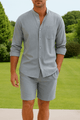 ✨ New Summer Trend Set – Cotton Linen Shirt and Shorts 🌿AzizaK