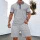 🌞 New Summer Waffle Set – Solid Color Zip - Up Lapel Top & Shorts (2 - Piece)AzizaK