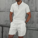 🌞 New Summer Waffle Set – Solid Color Zip - Up Lapel Top & Shorts (2 - Piece)AzizaK