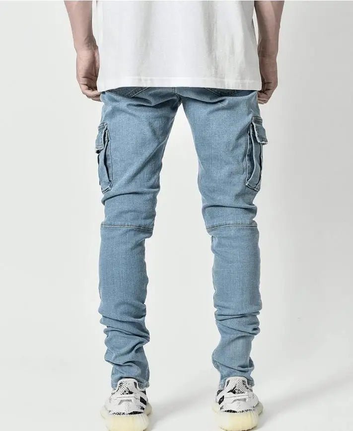 Pencil Jeans Solid Denim Cargo PantsAzizaK