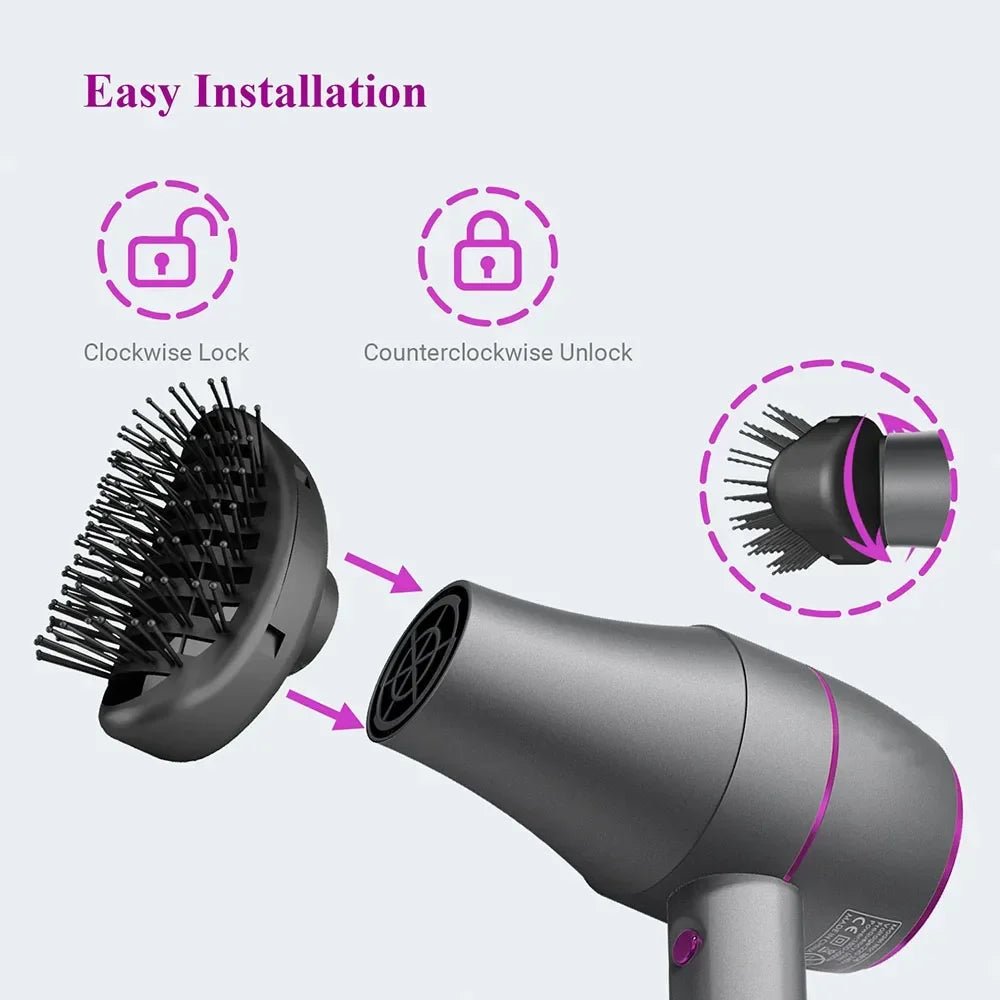 Professional Hair Dryer 1800W Powerful Hot and Cold Strong Wind Blower Constant Temperature Collecting Air Comb Nozzle GearAzizaK