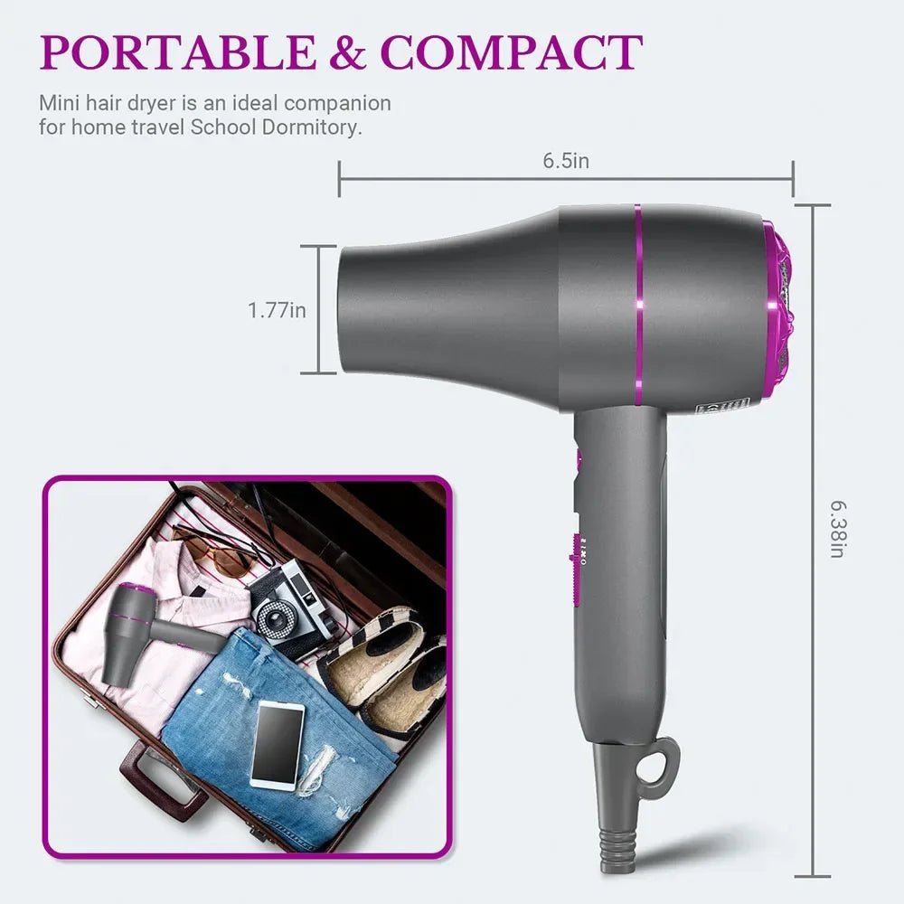Professional Hair Dryer 1800W Powerful Hot and Cold Strong Wind Blower Constant Temperature Collecting Air Comb Nozzle GearAzizaK