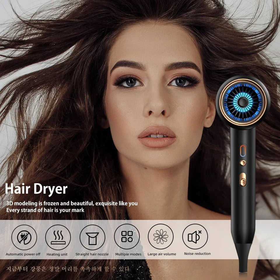 Professional Hair Dryer Hot Cold Wind Air Brush Hairdryer Negative Lonic Blow Dryer Strong PowerDryer Salon Tool 2400W 3th GearAzizaK
