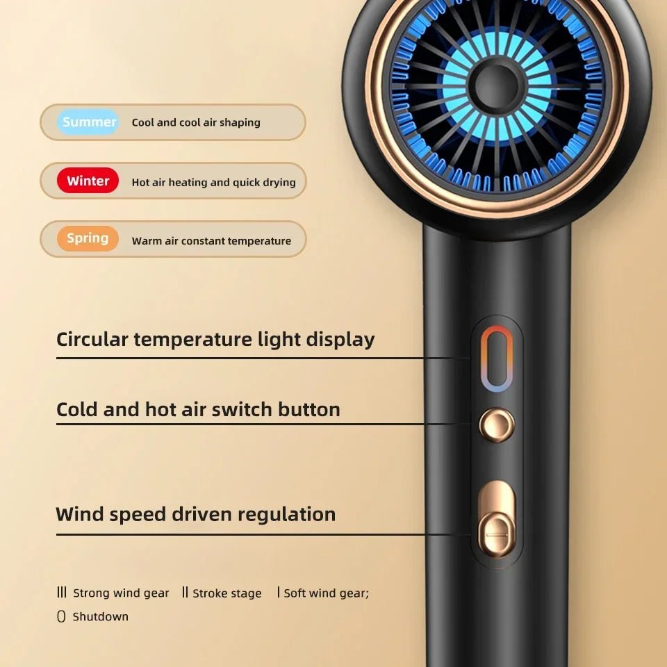 Professional Hair Dryer Hot Cold Wind Air Brush Hairdryer Negative Lonic Blow Dryer Strong PowerDryer Salon Tool 2400W 3th GearAzizaK