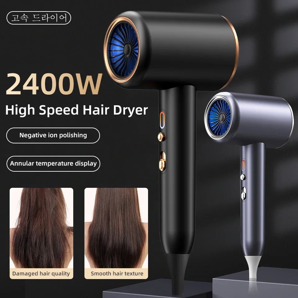 Professional Hair Dryer Hot Cold Wind Air Brush Hairdryer Negative Lonic Blow Dryer Strong PowerDryer Salon Tool 2400W 3th GearAzizaK