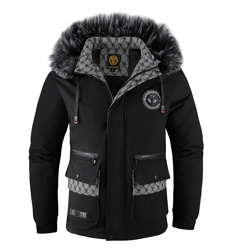 Pure color simple cotton padded cold windproof hooded cotton jacketAzizaK