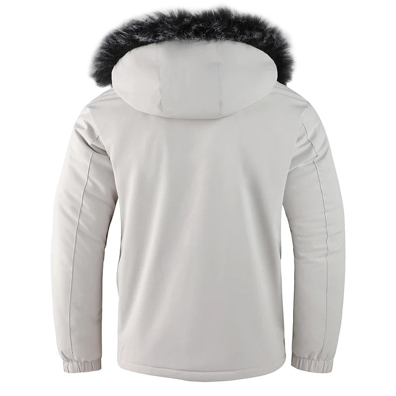 Pure color simple cotton padded cold windproof hooded cotton jacketAzizaK