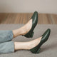 Retro Square Toe Flats – Women’s Low Heel Slip - OnsAzizaK