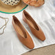 Retro Square Toe Flats – Women’s Low Heel Slip - OnsAzizaK