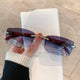 Rimless Square Sunglasses Retro Designer Gold Leopard Style LensesAzizaK