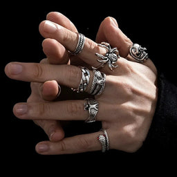 Set of 7 stainless steel ringsAzizaK