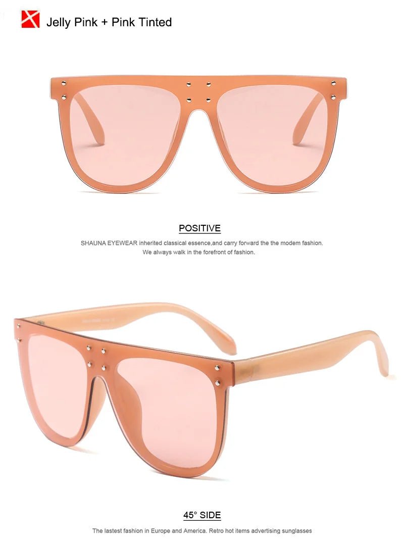 SHAUNA Retro Oversized Aviator Sunglasses with RivetsAzizaK