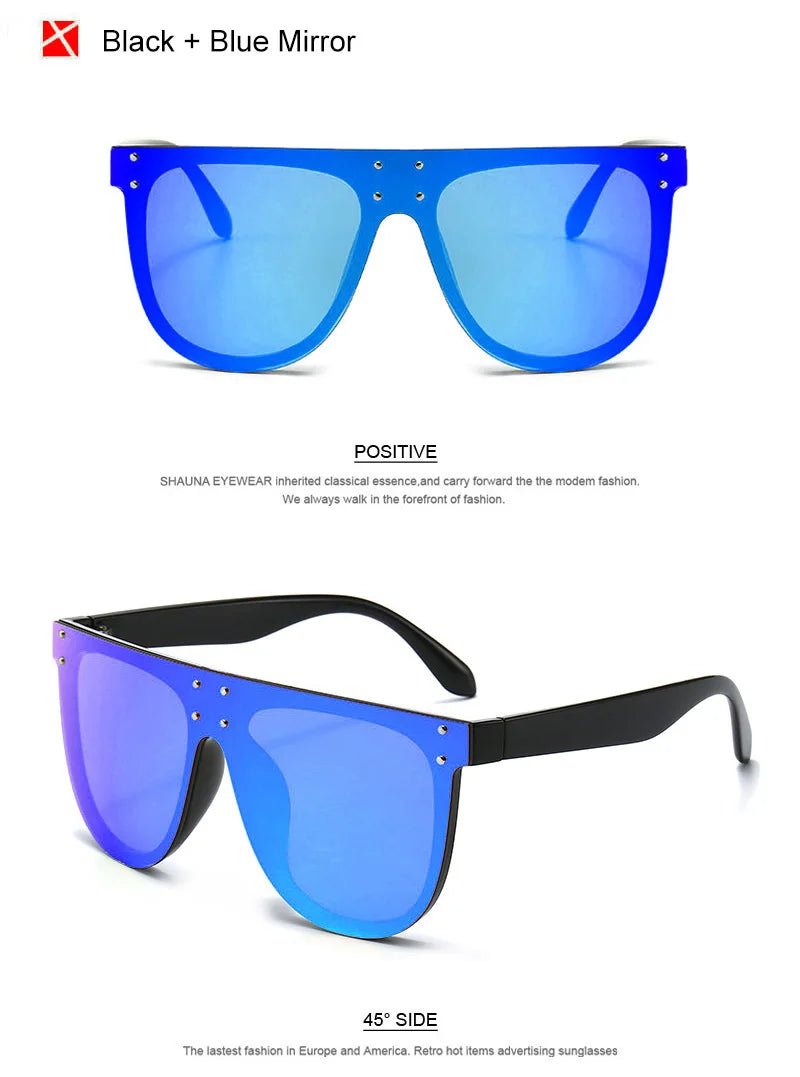SHAUNA Retro Oversized Aviator Sunglasses with RivetsAzizaK