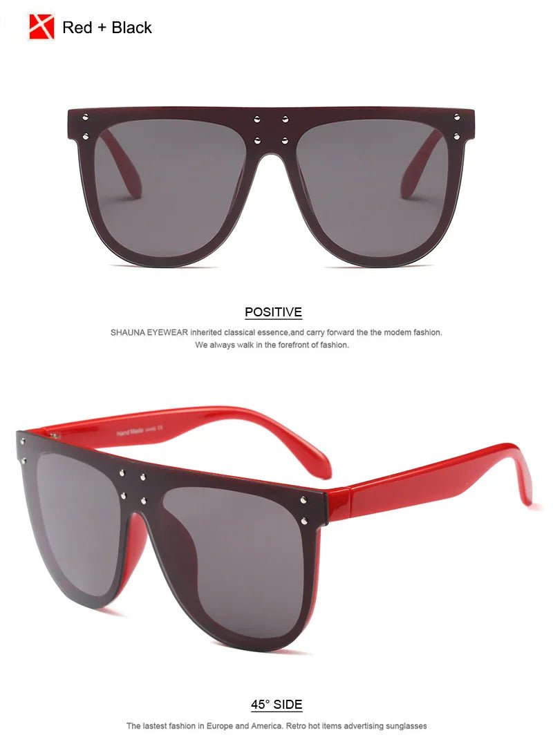 SHAUNA Retro Oversized Aviator Sunglasses with RivetsAzizaK