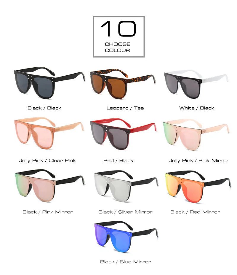SHAUNA Retro Oversized Aviator Sunglasses with RivetsAzizaK