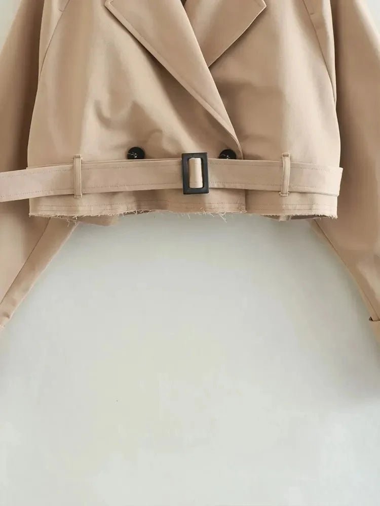 Short Belt Trench Spring Vintage JacketAzizaK
