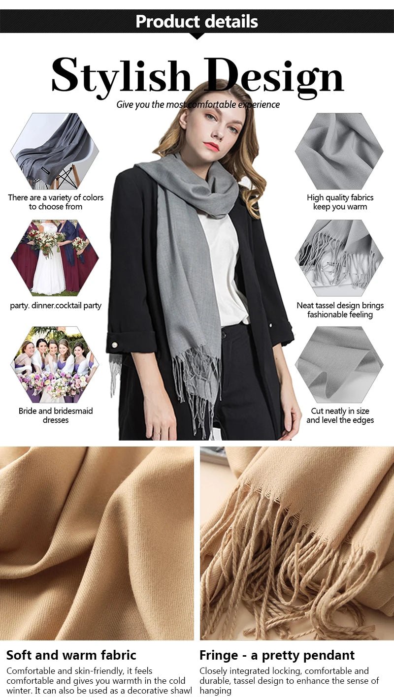 Solid Cashmere ScarfAzizaK