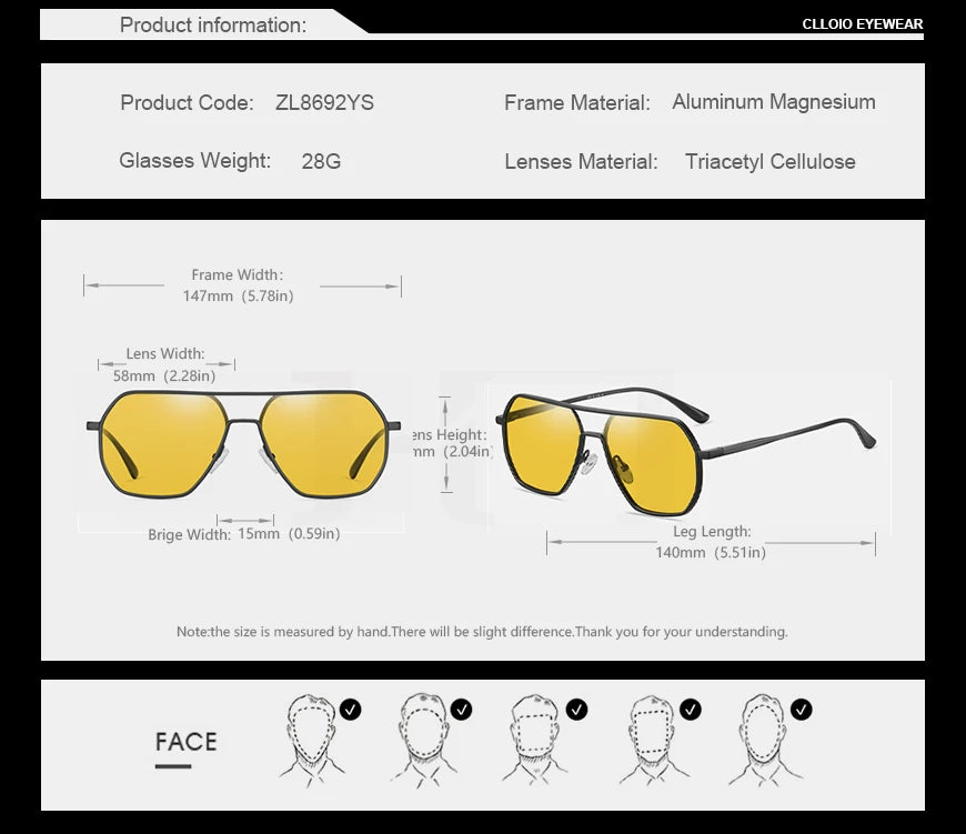 Square Aluminum Sunglasses UV400AzizaK